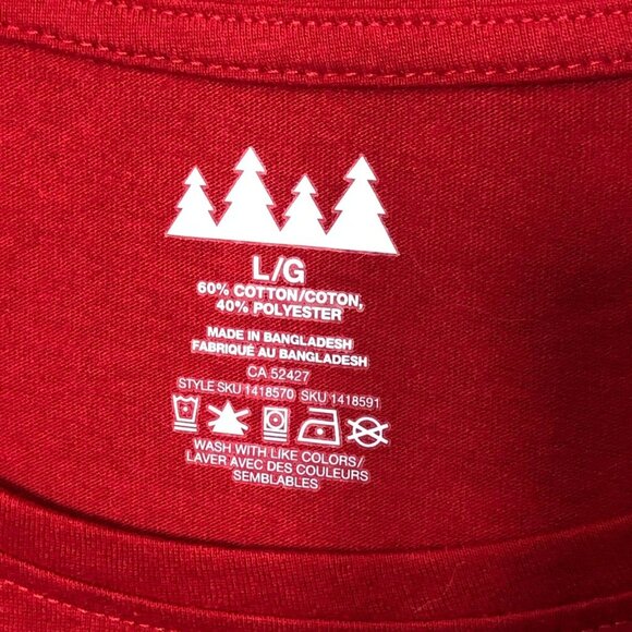 Womens L Christmas Santa Body T-Shirt Red Short Sleeve Graphic Holiday Tee - Picture 5 of 6